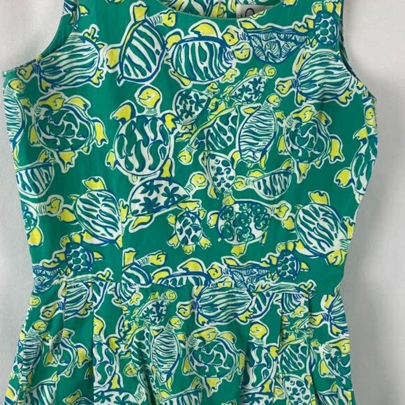 Lilly Pulitzer Vintage Green Turtle Print Dress Women's Size 8 - Picture 5 of 16